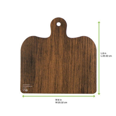 Disposable Charcuterie Board with Handle – 8" x 8" Wood & Marble Print Cardboard Serving Plank