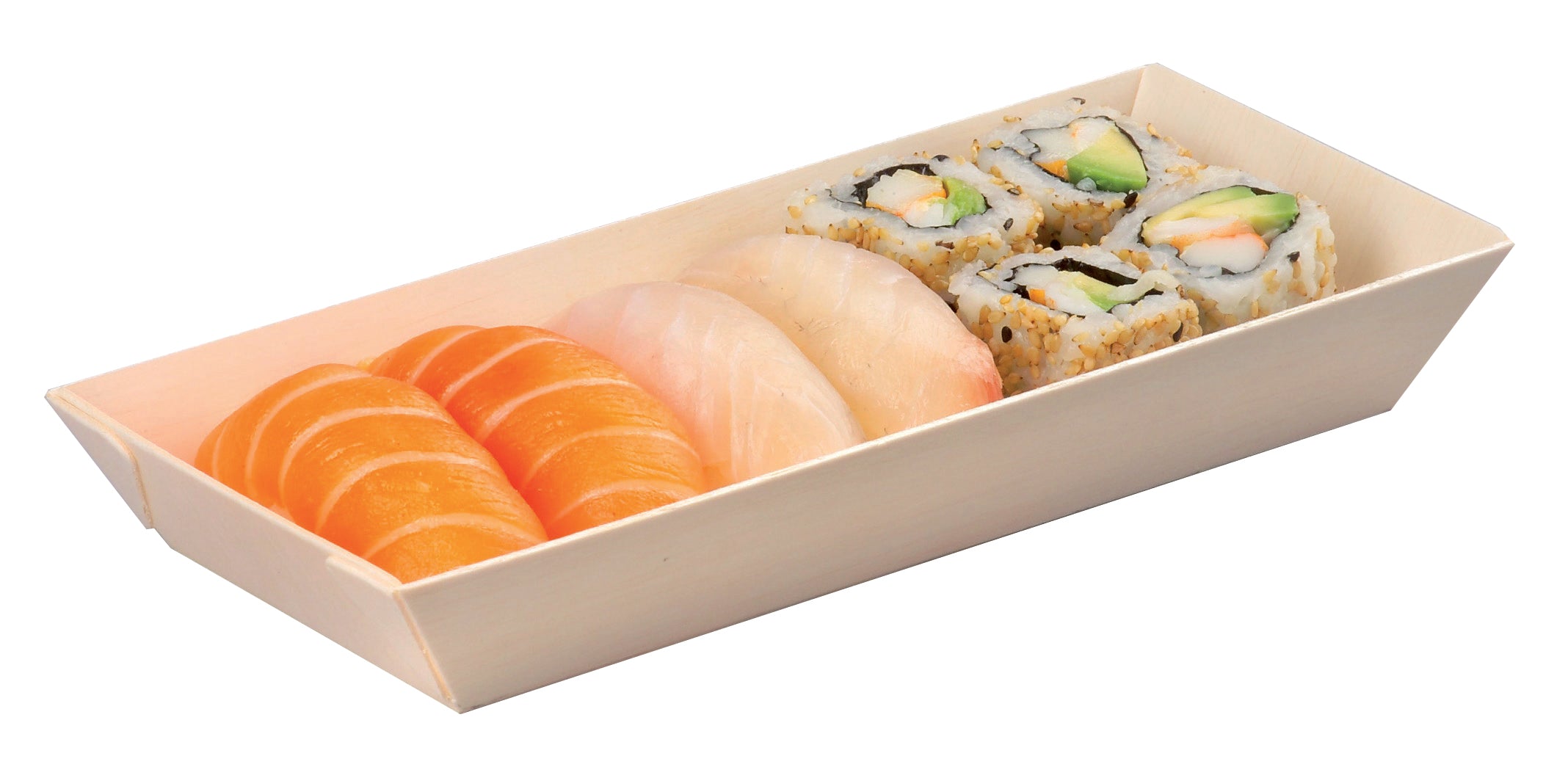 Rectangular Samurai Wooden Tray -14oz L:8.5 X W:3.4 X H:1.15in 100 Pcs/Cs