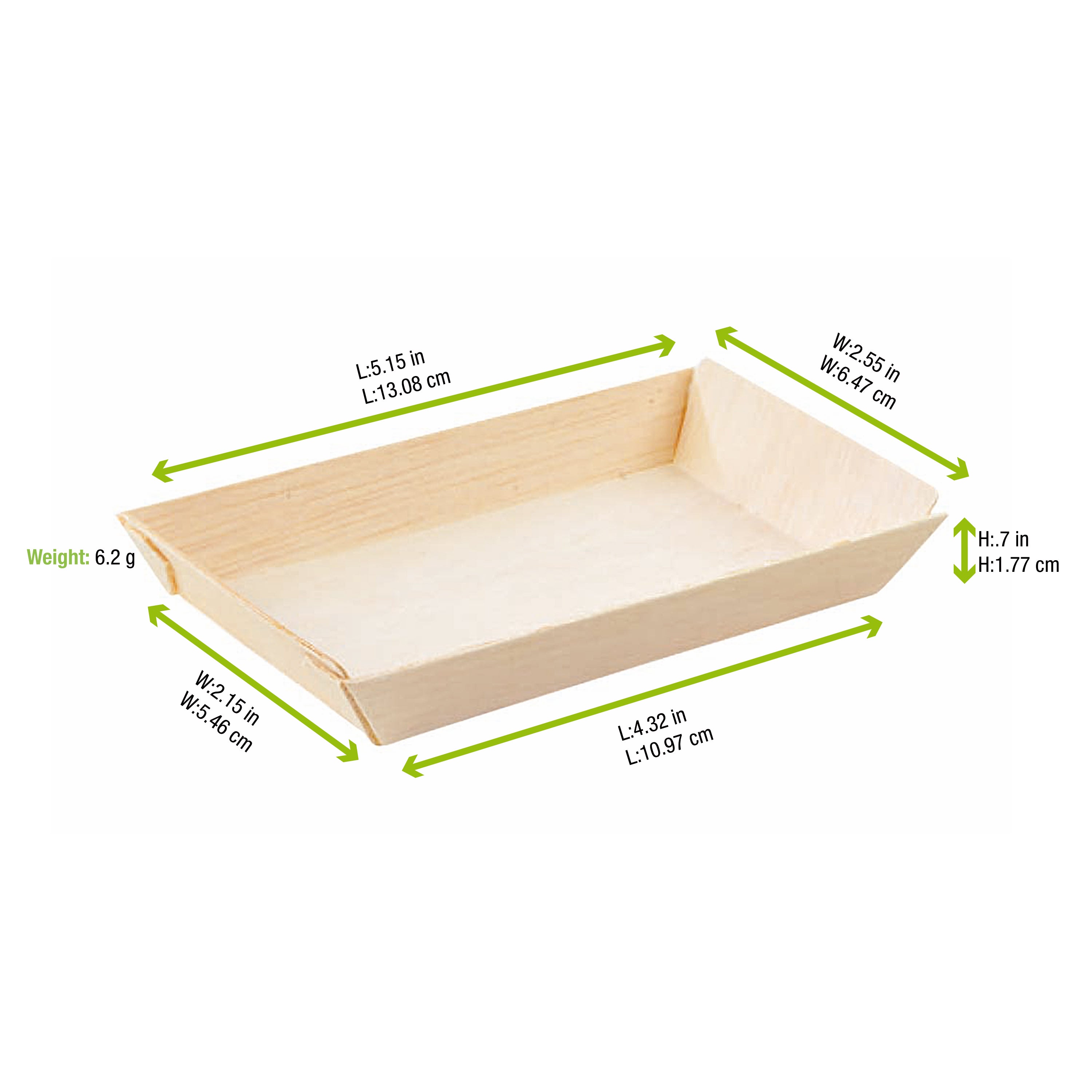 Rectangular Samurai Wooden Dish -5oz L:5.15 X W:2.55 X H:.7in 100 Pcs/Cs
