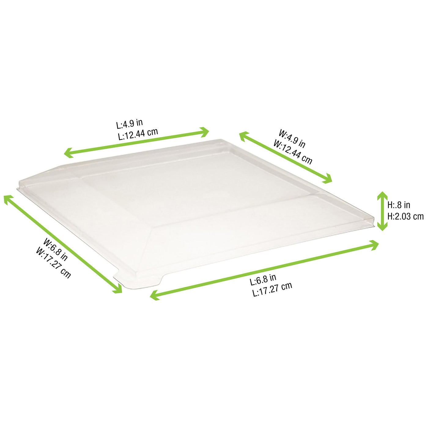 Clear PET Lid For 210SAMBQ170 - L:6.8 X W:6.8 X H:.8in 100 Pcs/Cs
