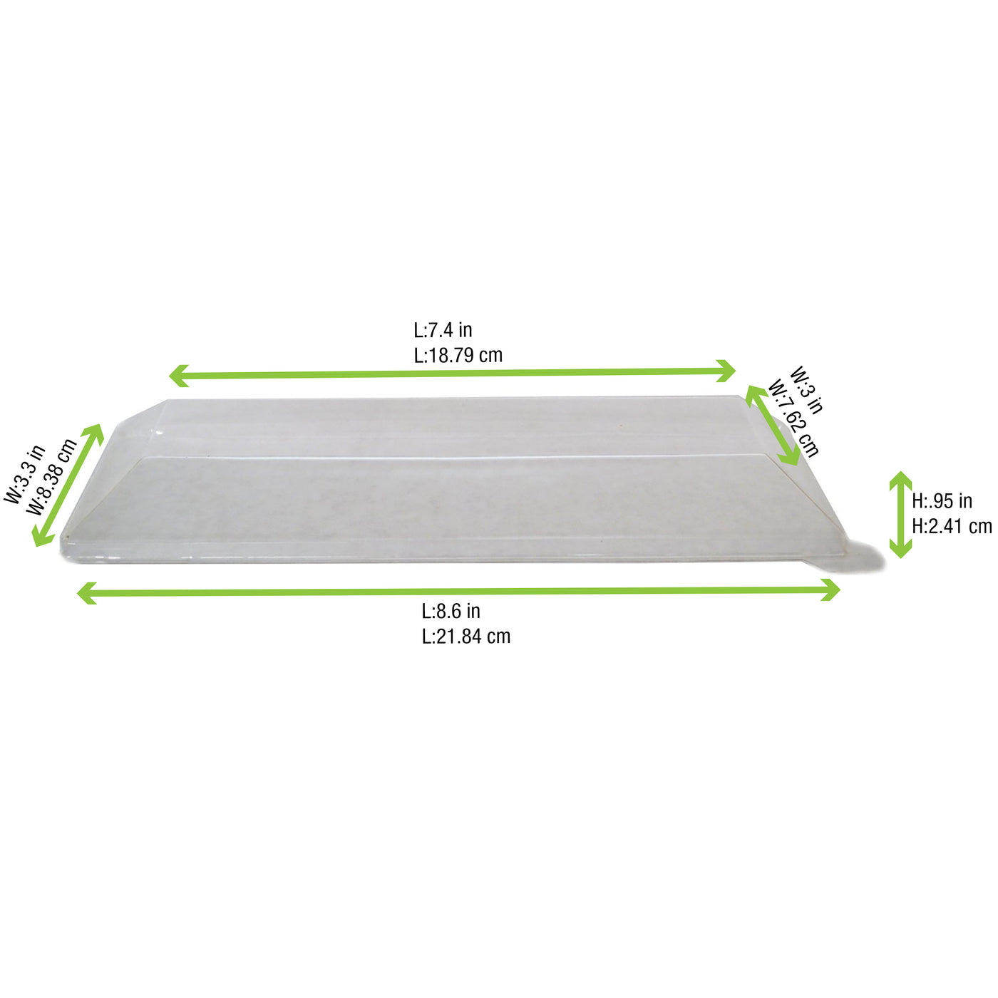 Clear PET Lid For 210SAMBQ215 - L:8.6 X W:3.3 X H:.95in 100 Pcs/Cs