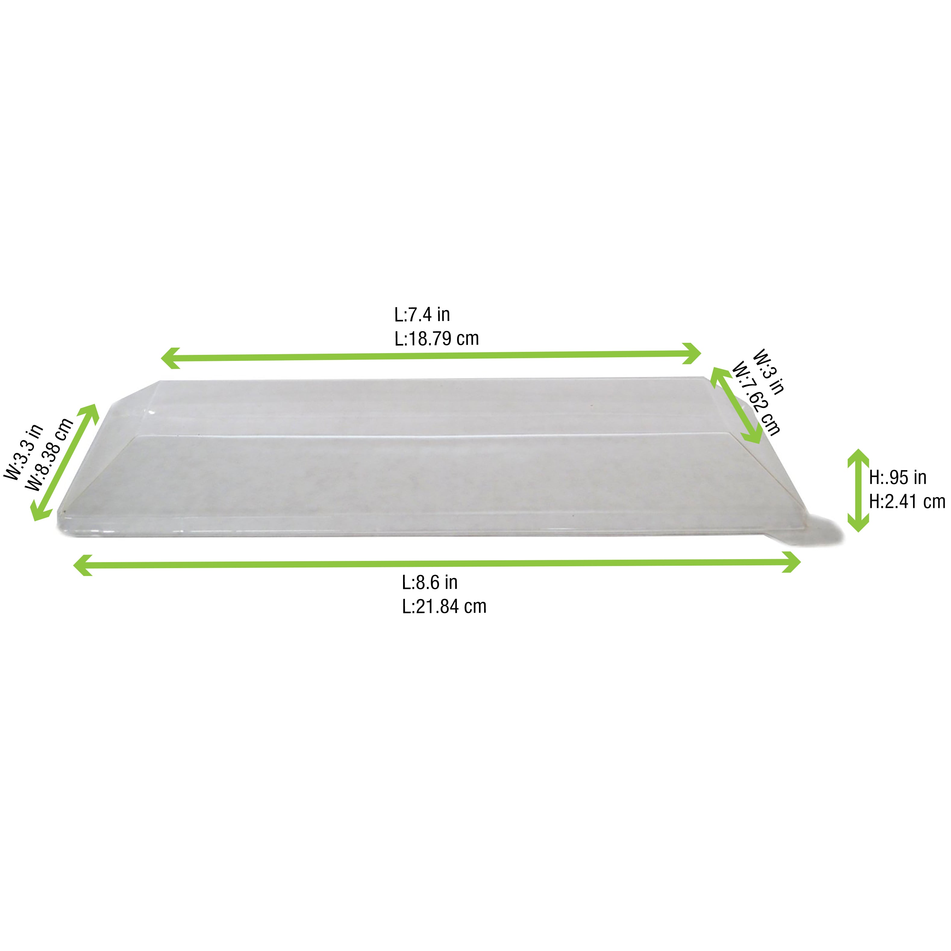 Clear PET Lid For 210SAMBQ215 - L:8.6 X W:3.3 X H:.95in 100 Pcs/Cs
