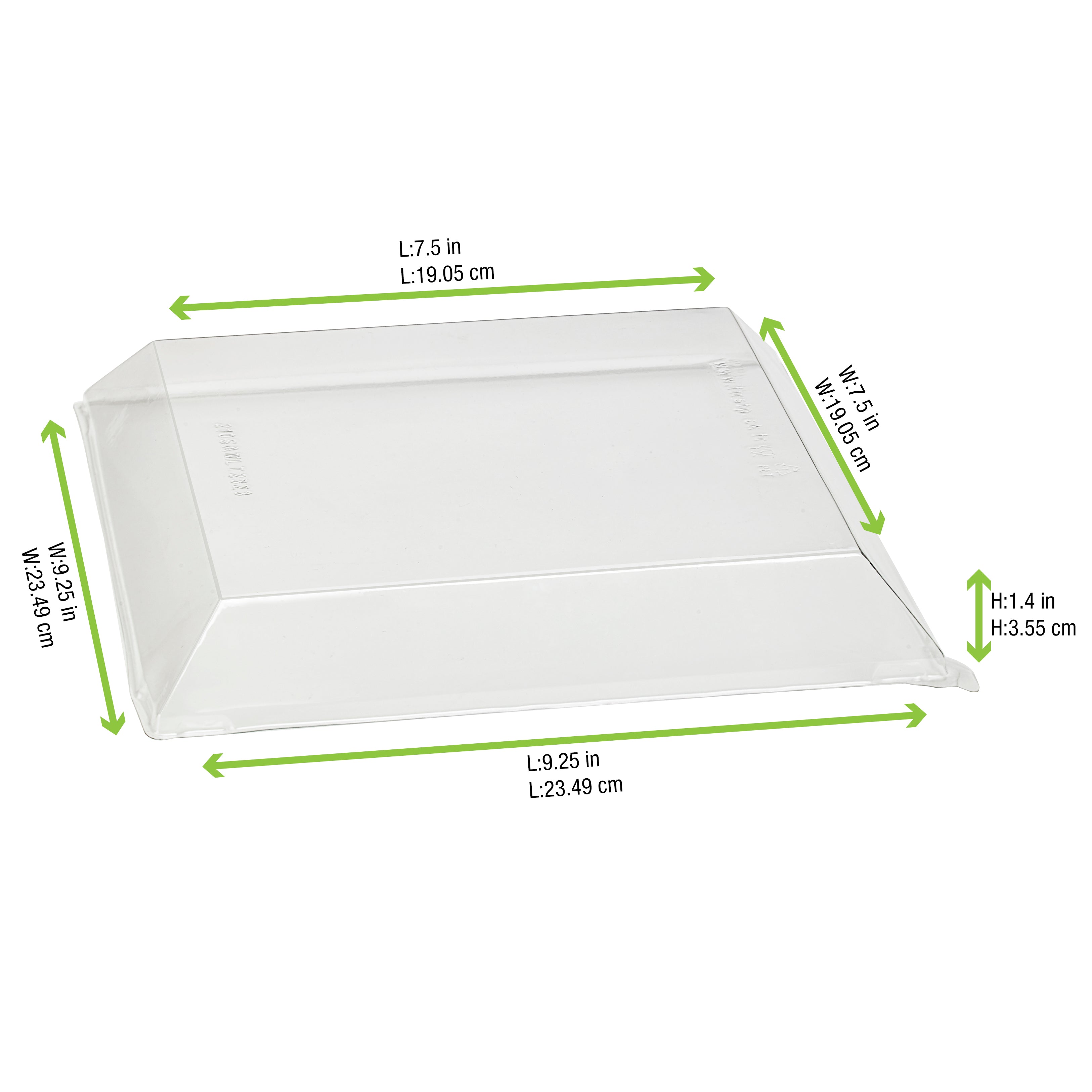 Clear PET Lid For 210SAMBQ2323 - L:9.25 X W:9.25 X H:1.4in 100 Pcs/Cs