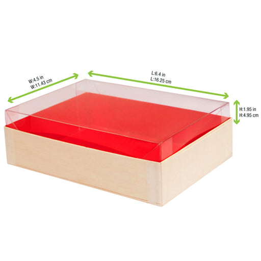 Wooden Folding Box With Red Shiny Interior - 4.70 X 1.40 X 6.40in - 100 Pcs