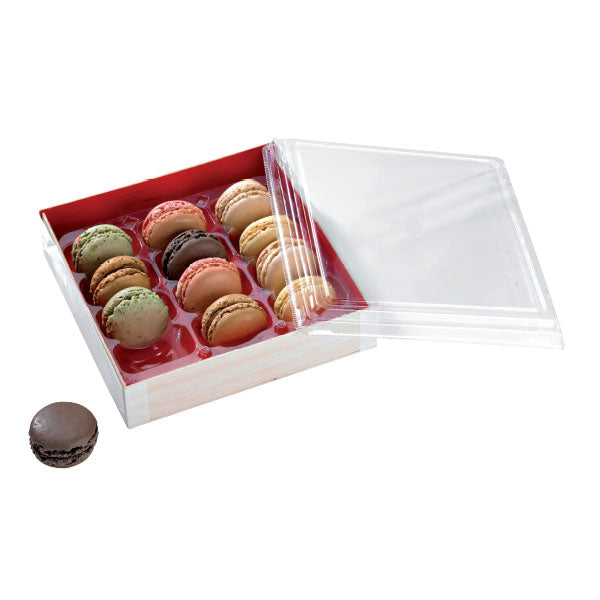 Wooden Folding Box With Red Shiny Interior - 6.3 X 6.3 X 1.4in - 100 Pcs