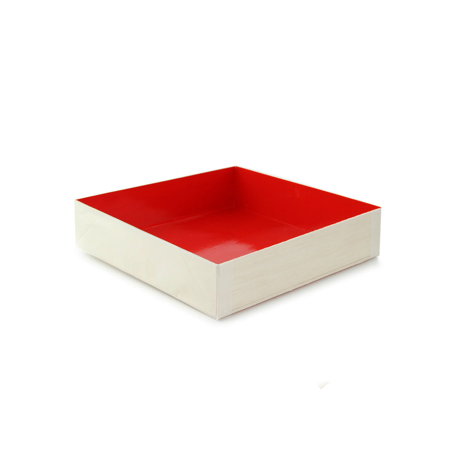 Wooden Folding Box With Red Shiny Interior - 6.3 X 6.3 X 1.4in - 100 Pcs