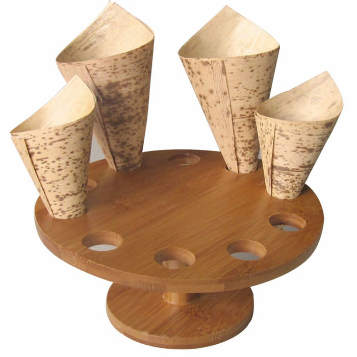 10 Holes Bamboo Cone And Temaki Display - 4.3 X 0.7in - 2 Pcs