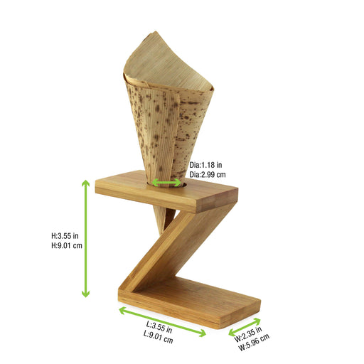 Single Bamboo Cone Holder Z Shaped - L:3.5in H:2.5in - 10 Pcs
