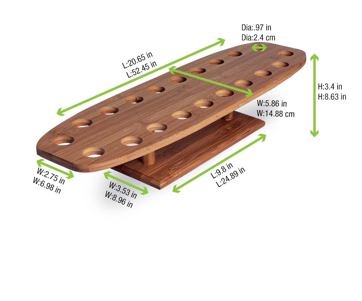 20 Holes Bamboo Reusable Cone And Temaki Display - 13.8 X 10.2 X 1in - 1 Pc