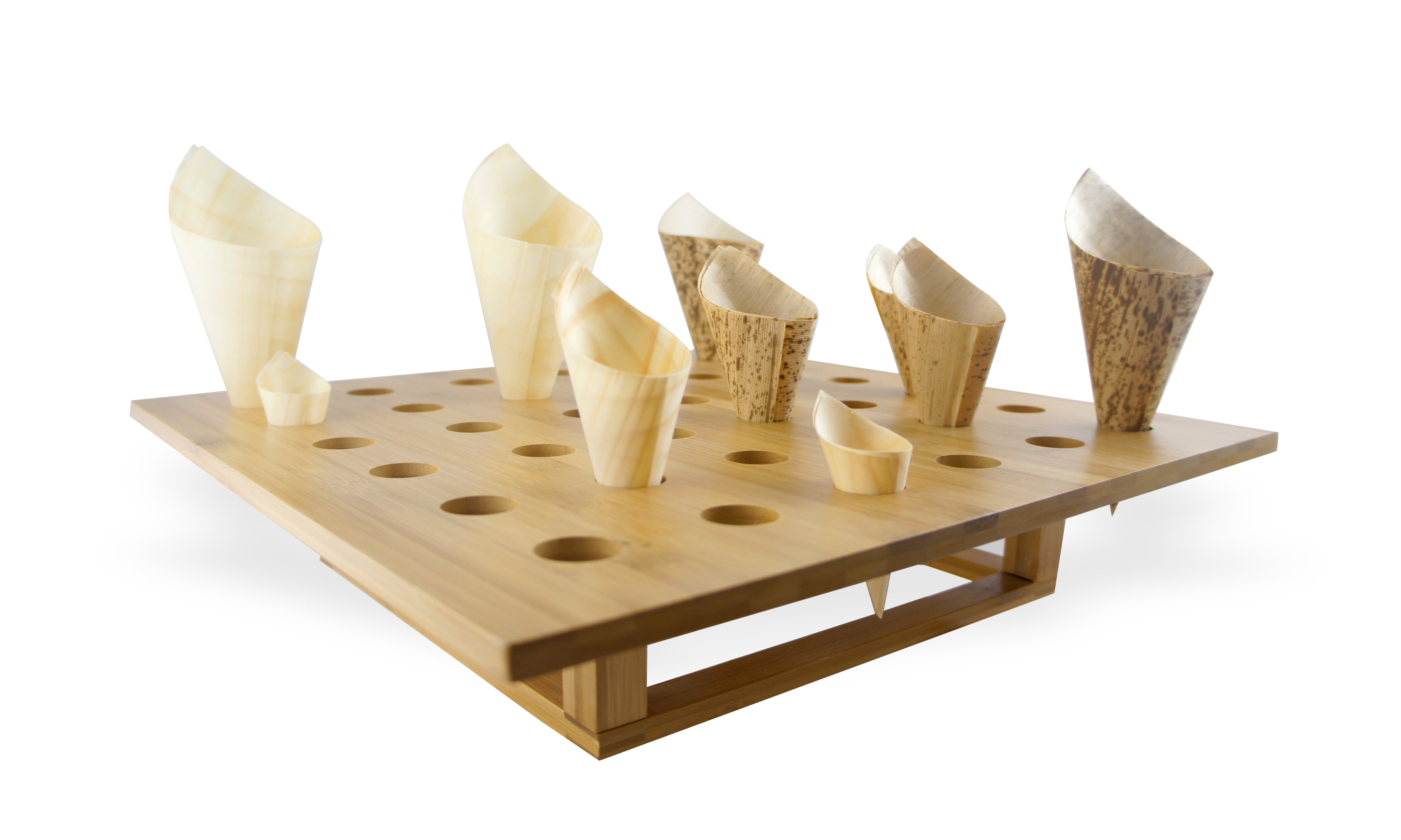 36 Holes Bamboo Cone And Temaki Display - D:0.9in 15.7 X 15.7 X 3in - 1 Pc