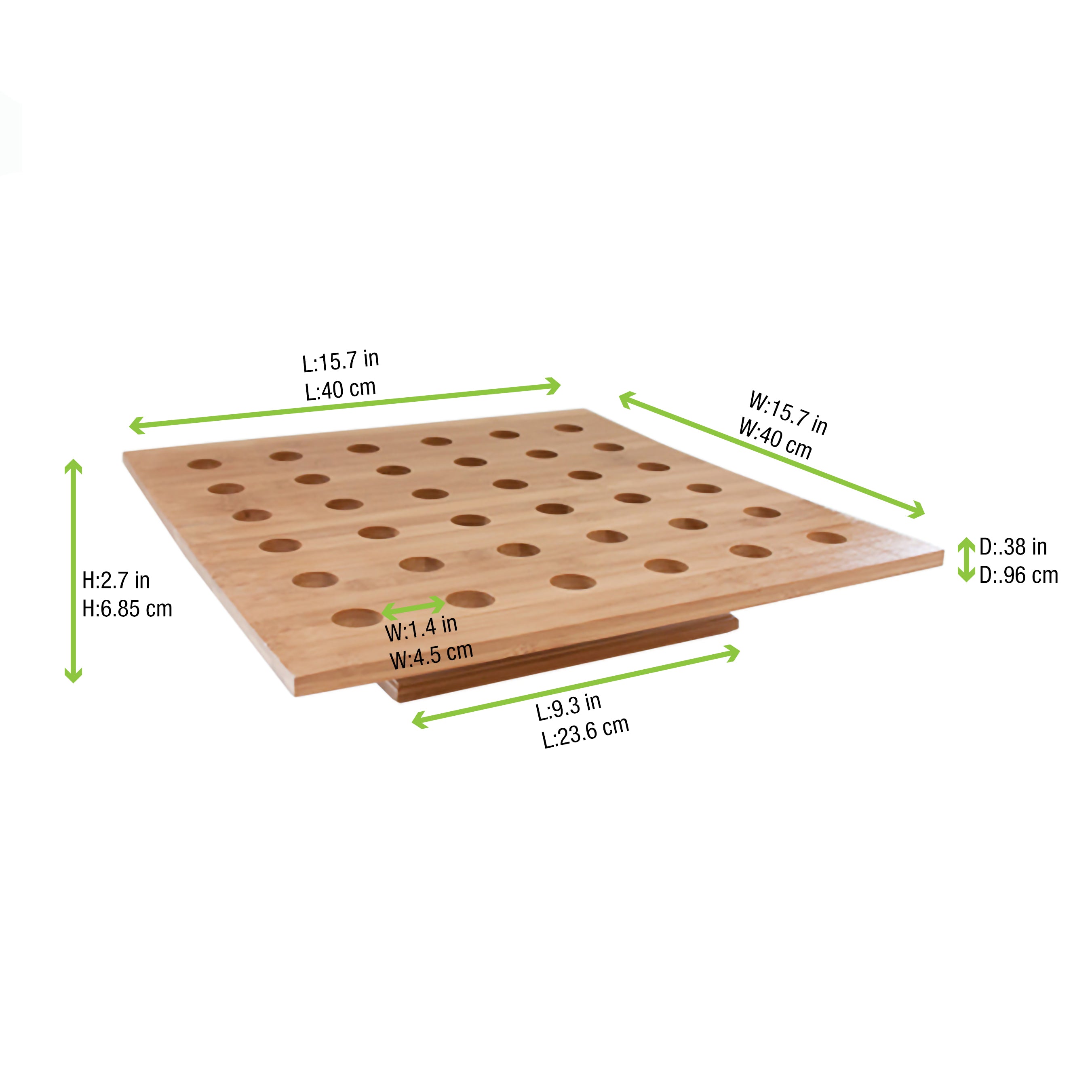 36 Holes Bamboo Cone And Temaki Display - D:0.9in 15.7 X 15.7 X 3in - 1 Pc