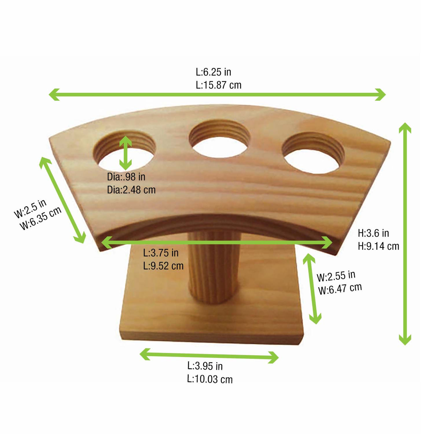 3 Holes Bamboo Cone And Temaki Display - D:0.8in 6.25 X 3 X 3.5in - 10 Pcs