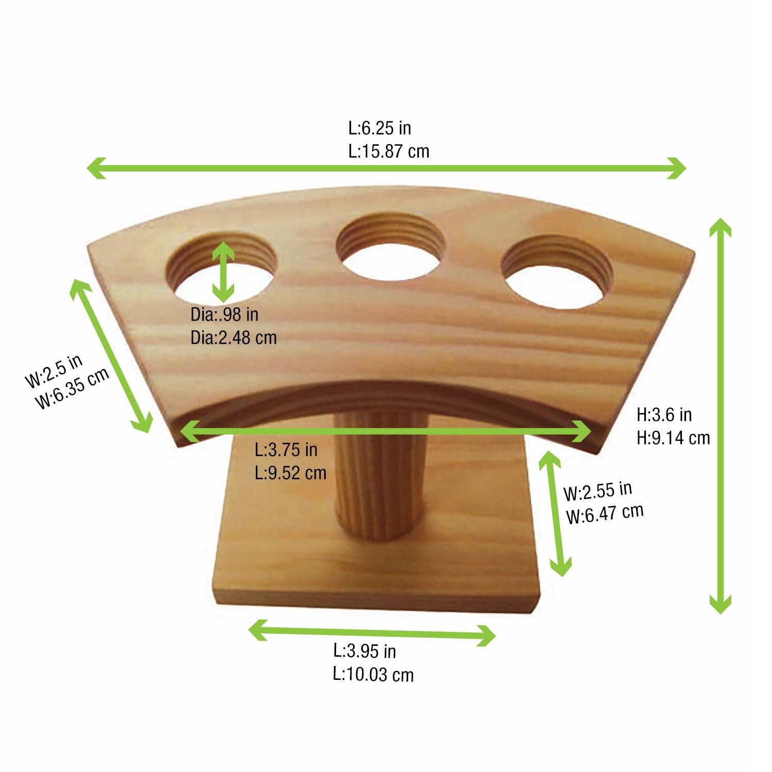 3 Holes Bamboo Cone And Temaki Display - D:0.8in 6.25 X 3 X 3.5in - 10 Pcs