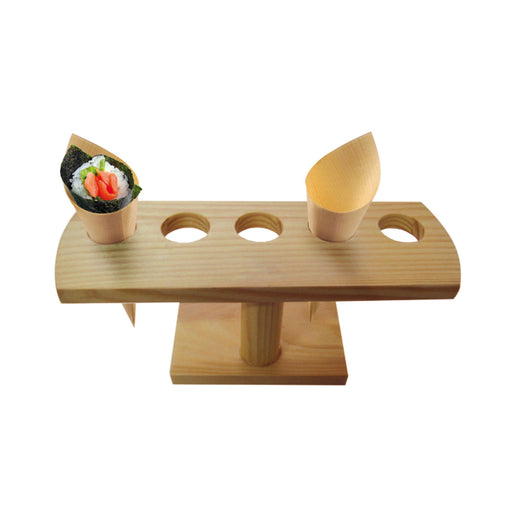 5 Holes Bamboo Cone And Temaki Display - D:0.8in 9.2 X 3.1 X 3.7in - 10 Pcs