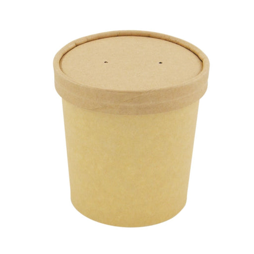12 oz Brown Kraft Soup Cup with Kraft Lid Included – 500/Case