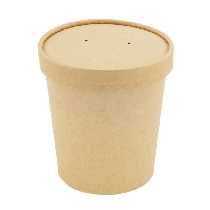 16 oz Brown Kraft Soup Cup with Kraft Lid Included – 500/Case