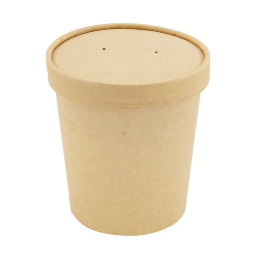 16 oz Brown Kraft Soup Cup with Kraft Lid Included – 500/Case
