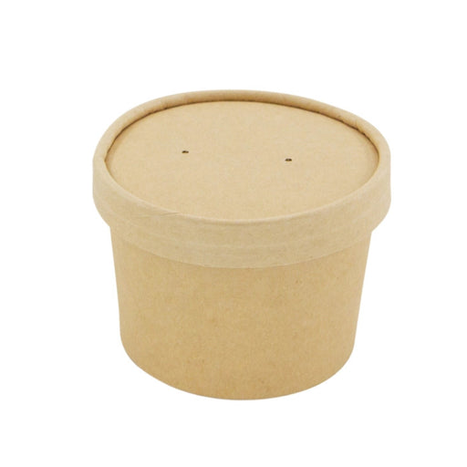 8 oz Brown Kraft Soup Cup with Kraft Lid Included – 500/Case