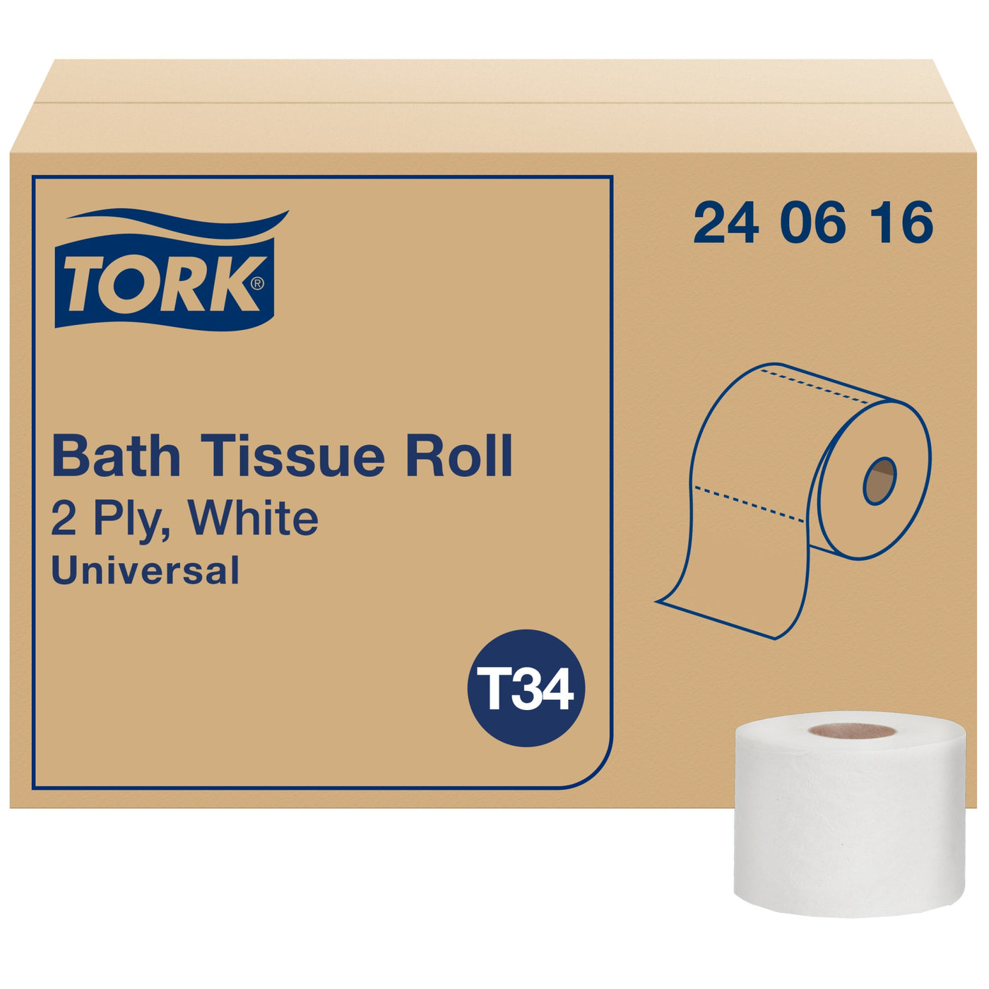 Tork Universal Bath Tissue 2-Ply 3.75X4 616 Sheets — Case of 48 (240616)