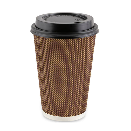 12oz Ripple Cups Brown Combo (200 Sets of Cups & Lids)