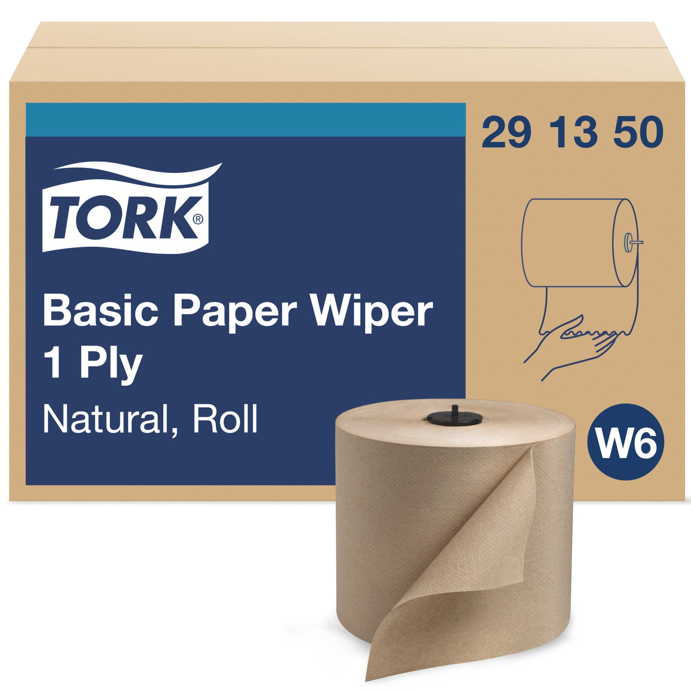 Tork Basic Roll Towel 1-Ply 7.68X9.5 Sheet 1150' Natural — Case of 4 (291350)