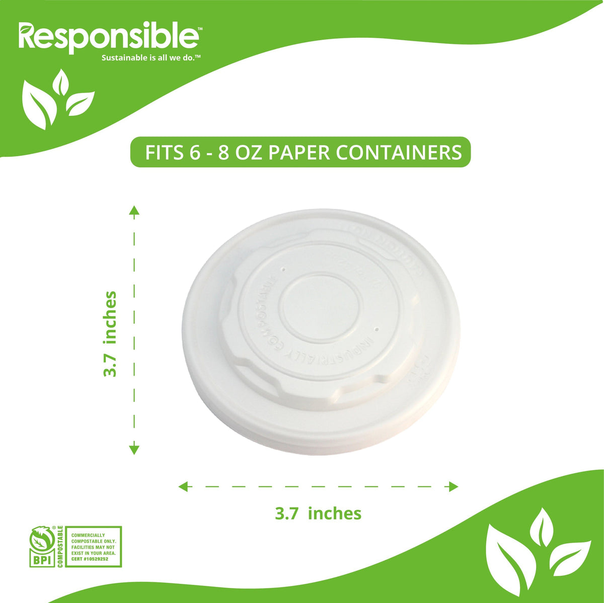6-8 oz compostable paper food container lid