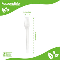 Responsible Products 6.75 inch white compostable CPLA fork RP-CPLAF675