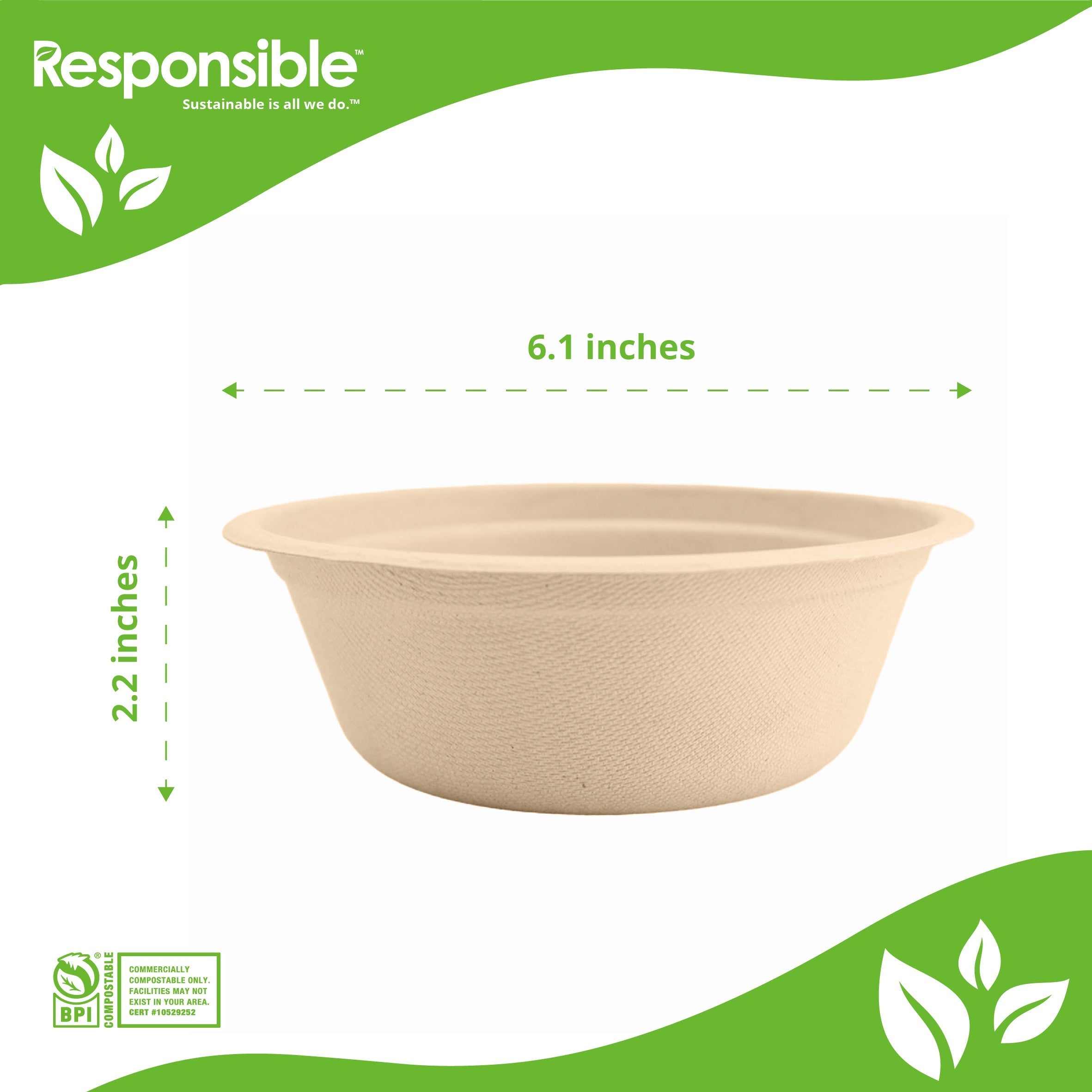 16 oz Brown Compostable Molded Fiber Bowl - side profile view