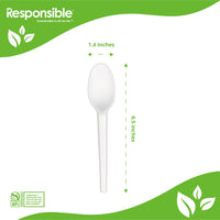 Responsible Products 6.5 inch white compostable CPLA spoon RP-CPLAS65