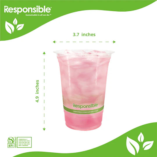 Compostable Clear Cold Cups 9oz to 24oz (96mm)