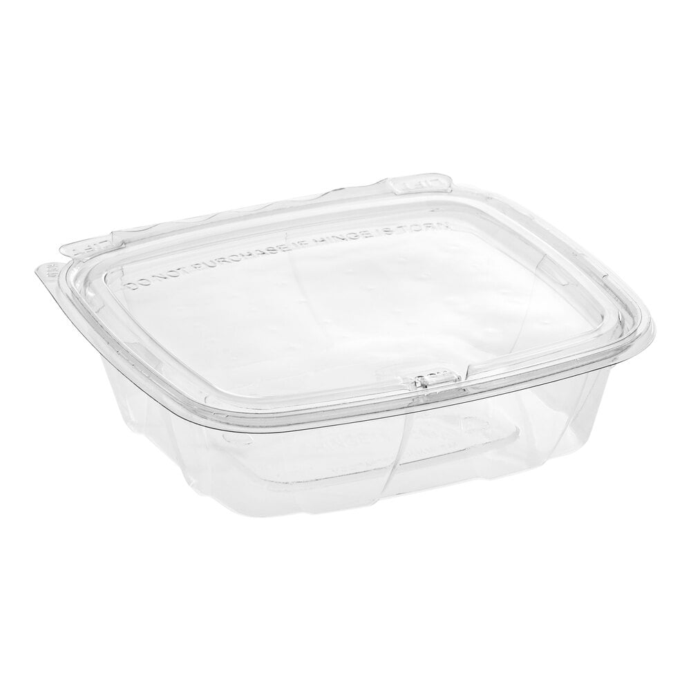 Dart CH24DEF ClearPac SafeSeal 24 oz clear tamper-evident hinged deli container with flat lid