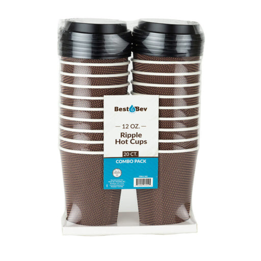 12oz Ripple Cups Brown Combo (200 Sets of Cups & Lids)
