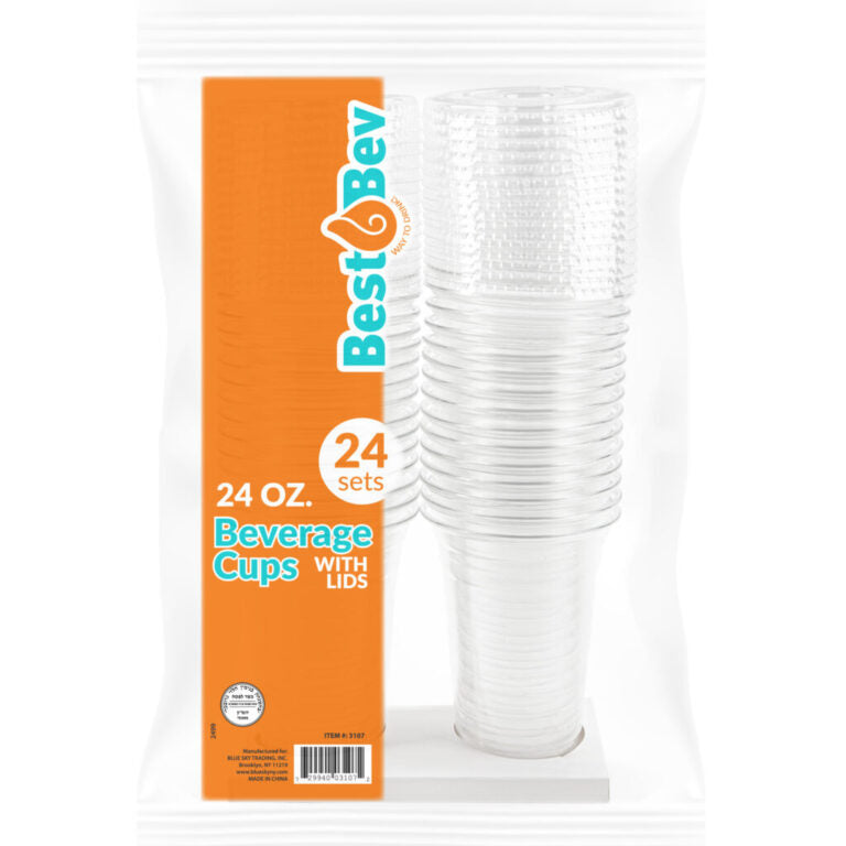 PET Cups/Lids Combo 24oz (240 Sets Per Case)