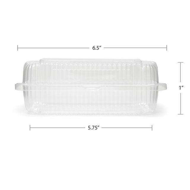 Detroit Forming Clear Hinged OPS Food Container with Bar Lock Closure – 5" x 2" x 2" (250/Case)