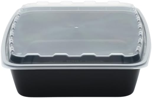 84oz Black Rectangular Takeout Container Combo (with Lids), Extra Large, 11.55 x 8.60 x 2.20 inches, Pack of 100 Sets