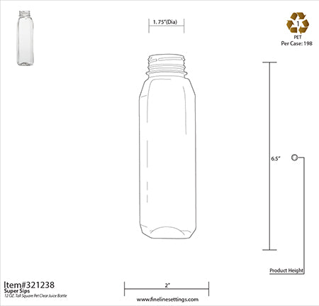 TALL SQUARE PET CLEAR JUICE BOTTLE