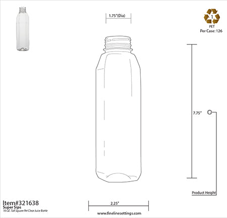 TALL SQUARE PET CLEAR JUICE BOTTLE