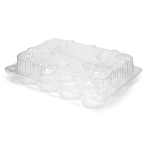 DFI LBH-6162 clear PET 12-count mini cupcake and muffin container with hinged lid