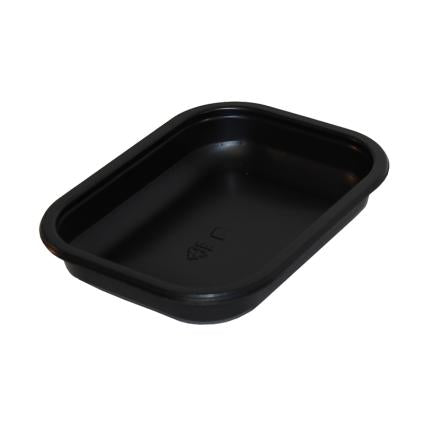 Sabert 16 oz Black Rectangular CPET Food Tray – Oven & Microwave Safe | 600/Case