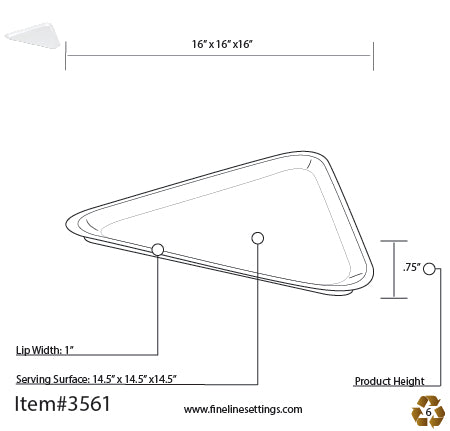 16" X 16" X 16" Black TRIANGLE TRAY (20 Trays per Case)