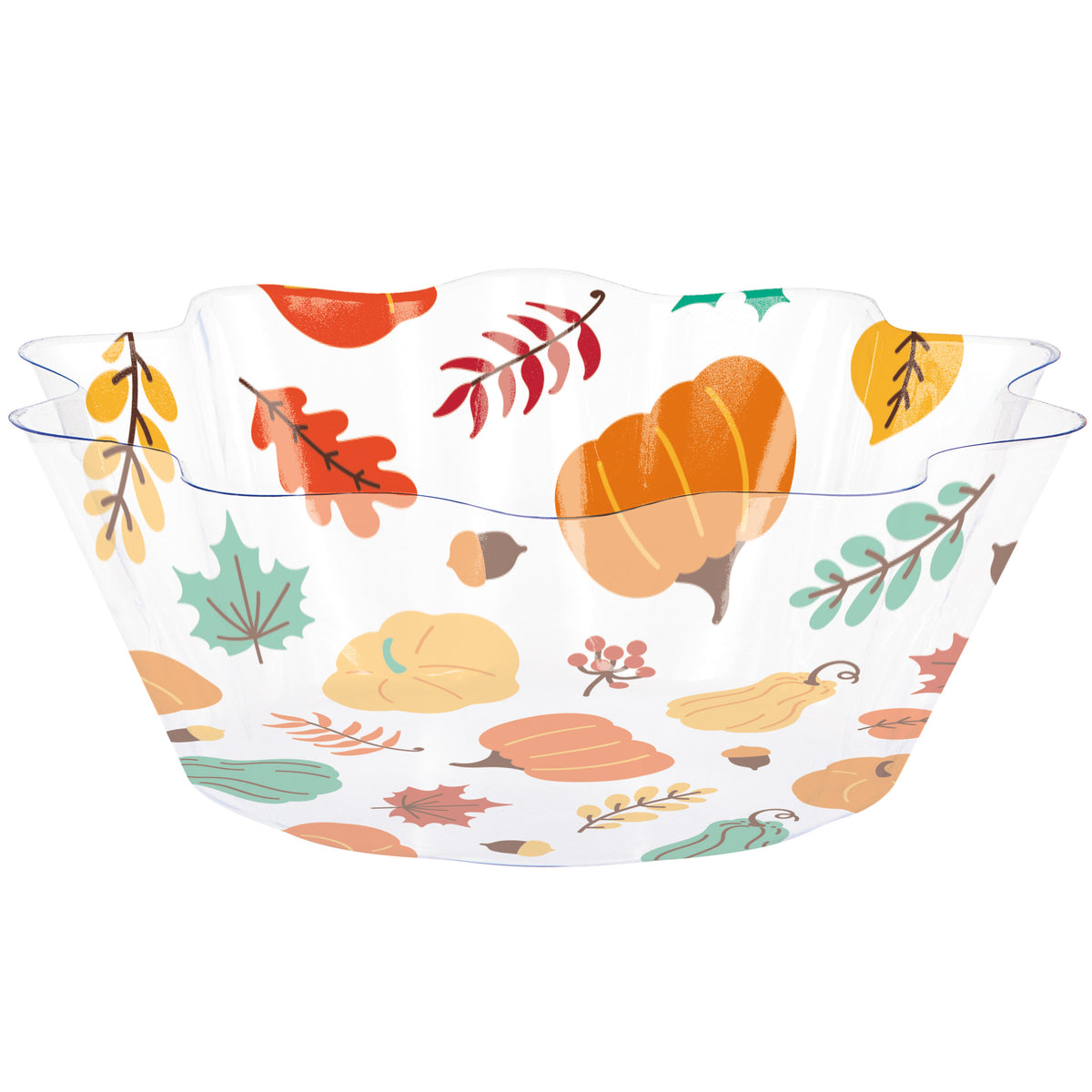 Fall Harvest Plastic Fluted Serving Bowl 8 in