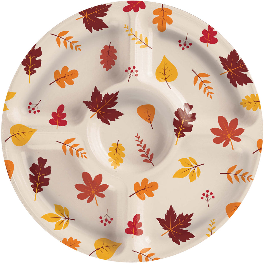 Fall Leaves Plastic Compartment Serving Tray