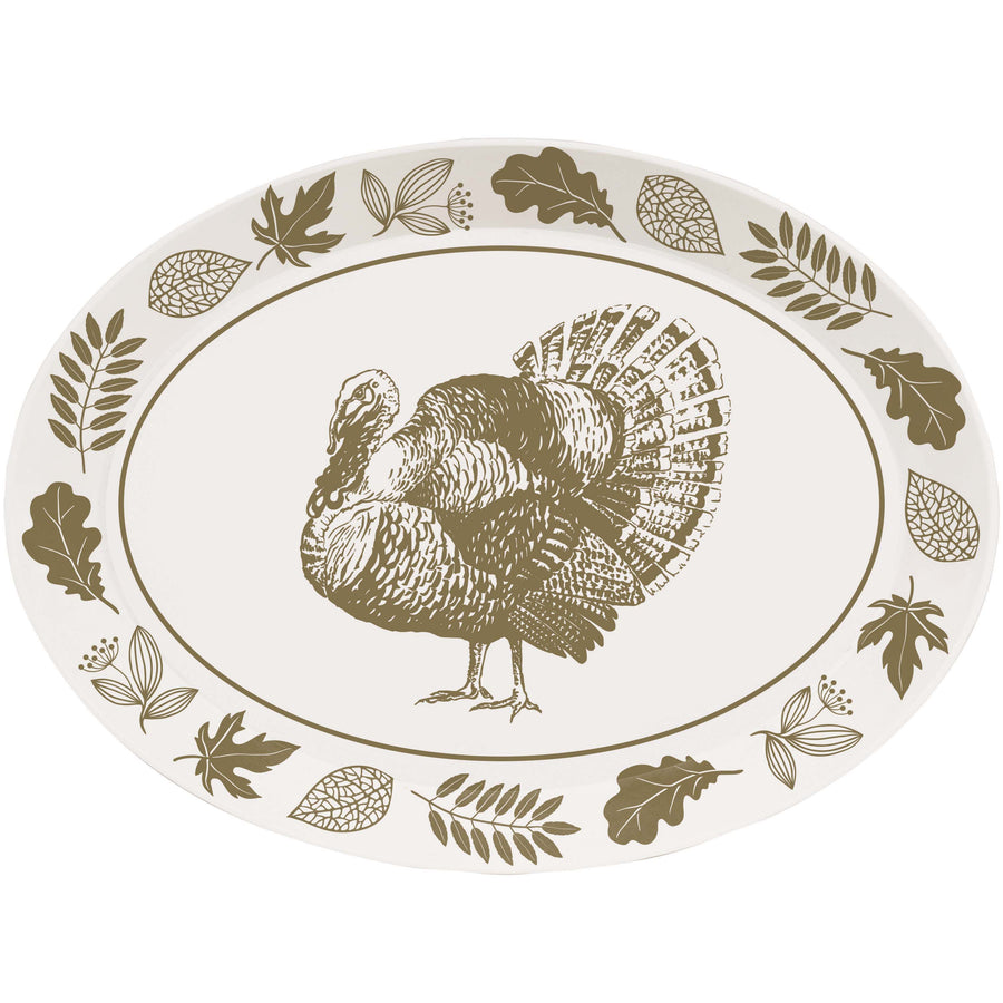 Thanksgiving Turkey Plastic Oval Serving Tray