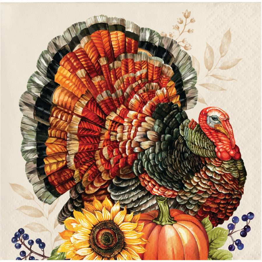 Bountiful Bird Thanksgiving Beverage Napkins