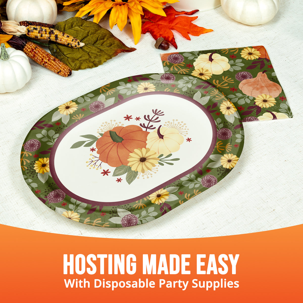Petals and Pumpkins Thanksgiving Oval Platters