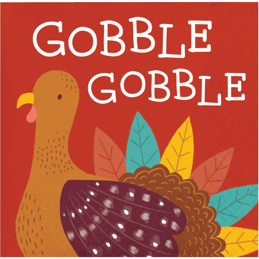 Turkey Treat Gobble Thanksgiving Beverage Napkins