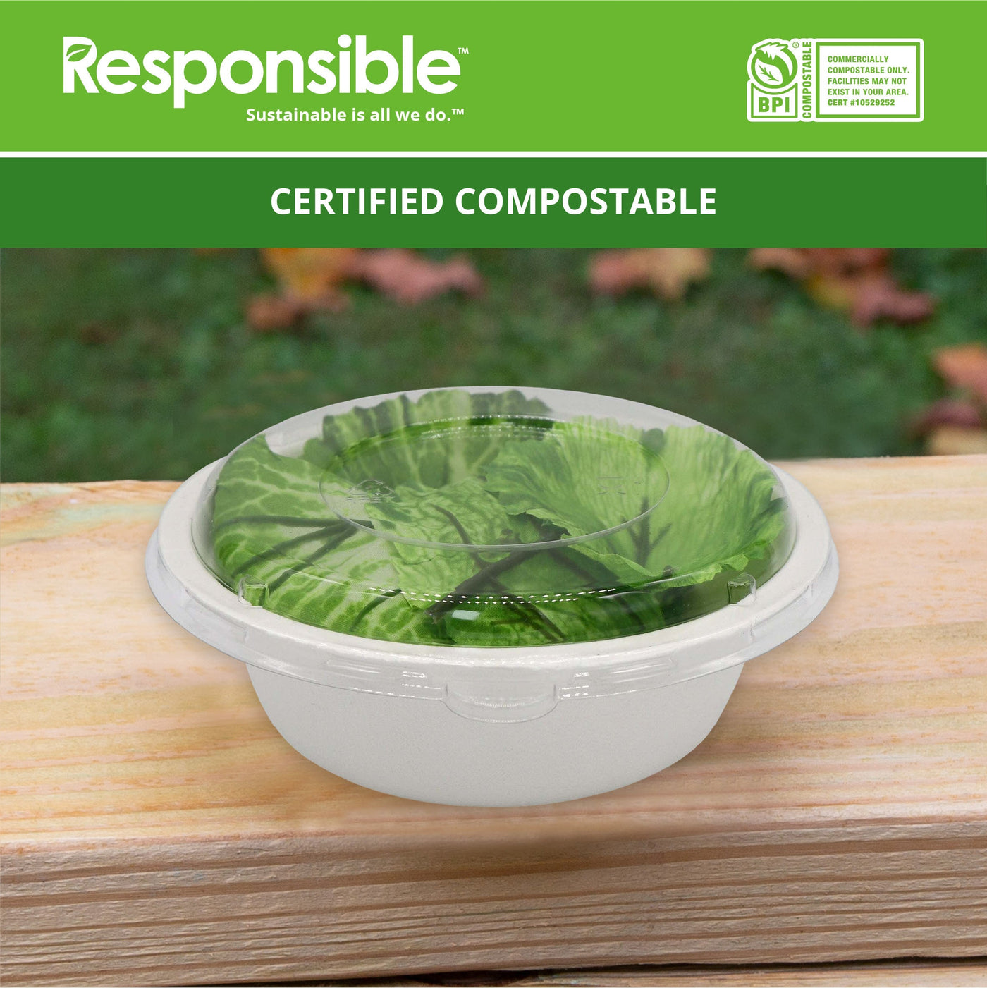 Clear PET lid on 16 oz molded fiber bowl - paired
