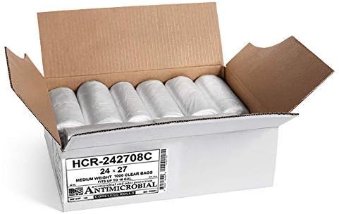 Aluf Plastics HCR-242708C High Density Star Sealed Coreless Roll Bags, 12 gal, Polyethylene, 24" x 27", Clear (Pack of 1000)