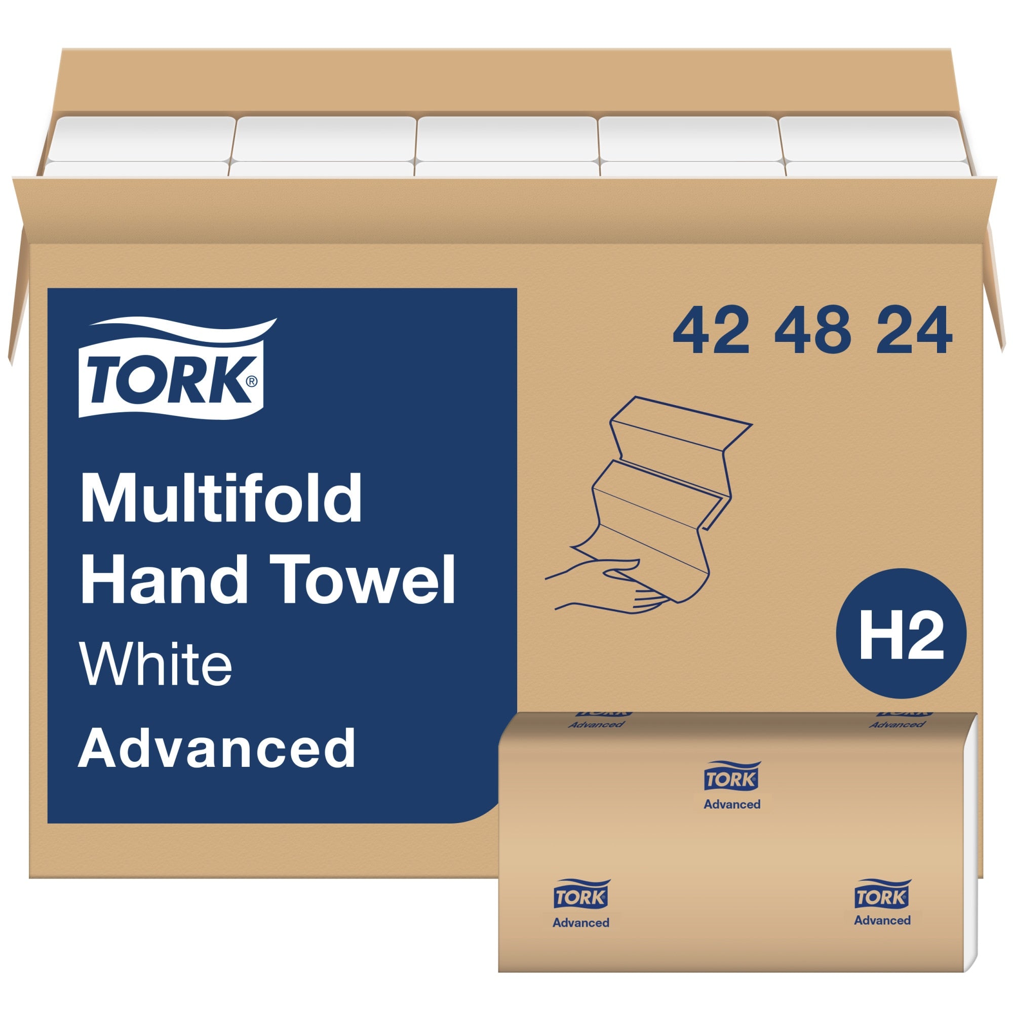 Tork Advanced Multifold Hand Towel 1-Ply 9X9.5 White — Case of 4000 (424824)