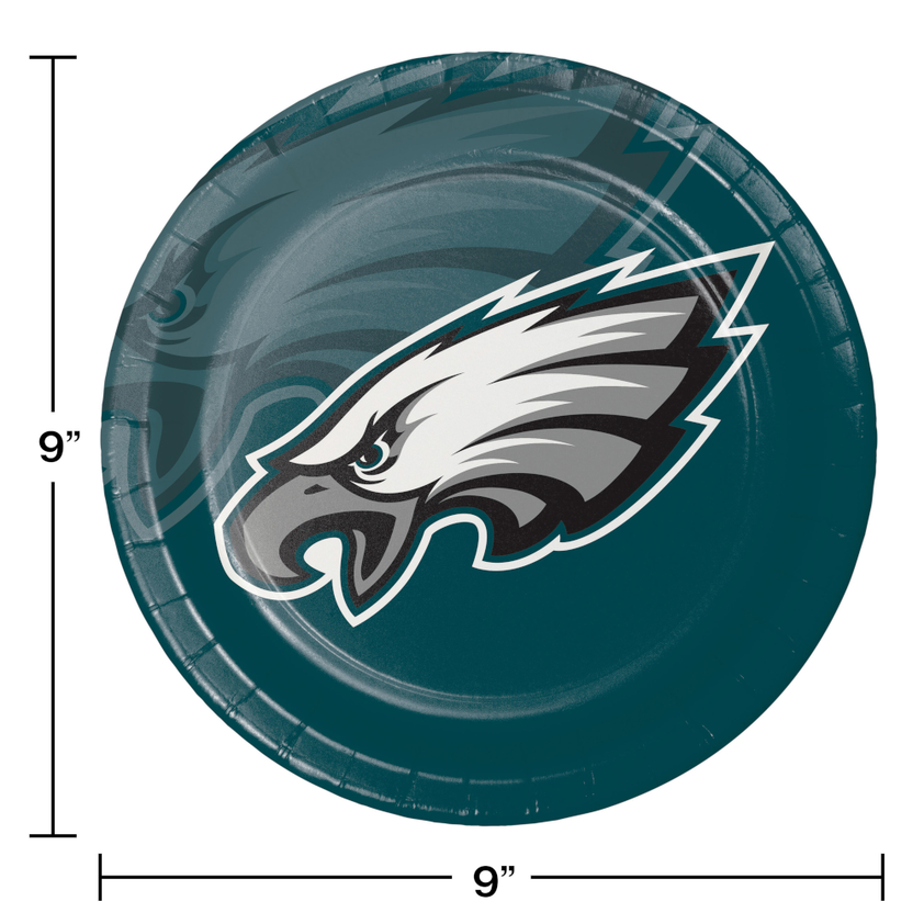 PHILADELPHIA EAGLES 9" Paper Dinner Plate (96 Plates Per Case)